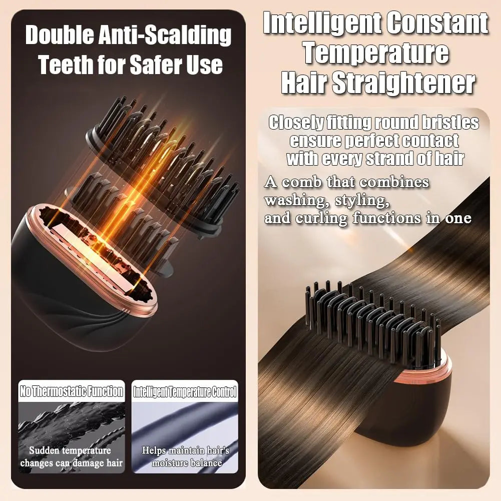 Brosse chauffante USB rechargeablr cheveux lisses en 3 minutes